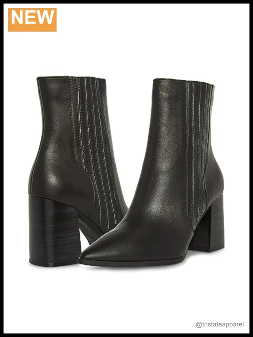 Women's Waterproof Leather Ankle Bootie Block Heel